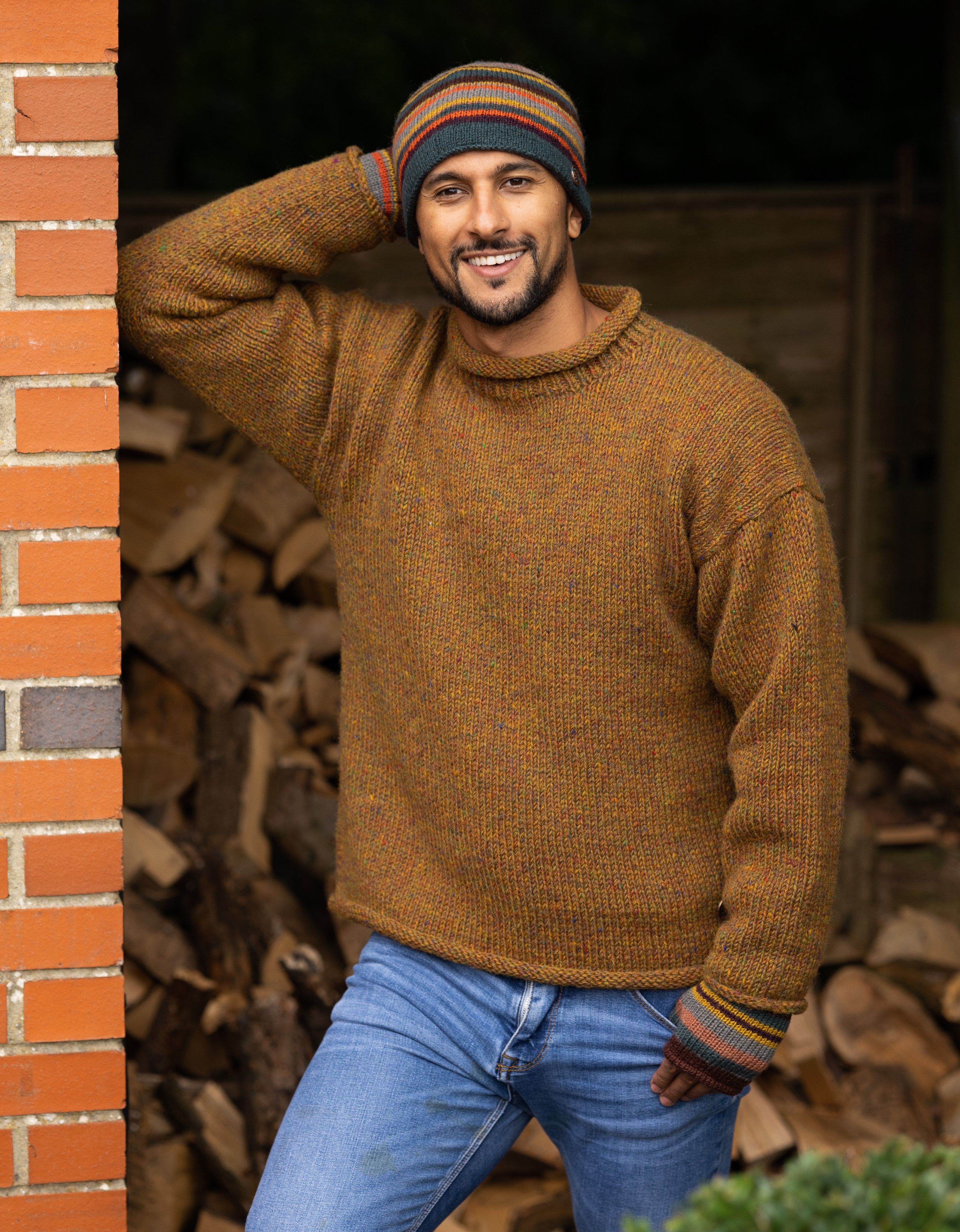 JUMPERS.  Easy fit, casual, cosy, roll neck  to classic, traditional, cable.  Pure new sheep's wool, drop shoulder, hand knit jumpers.